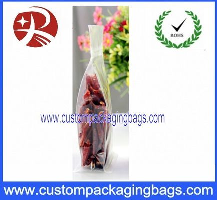 Clear Plastic Food Packaging Bags Side Gussest With ZipLock Dried Chili